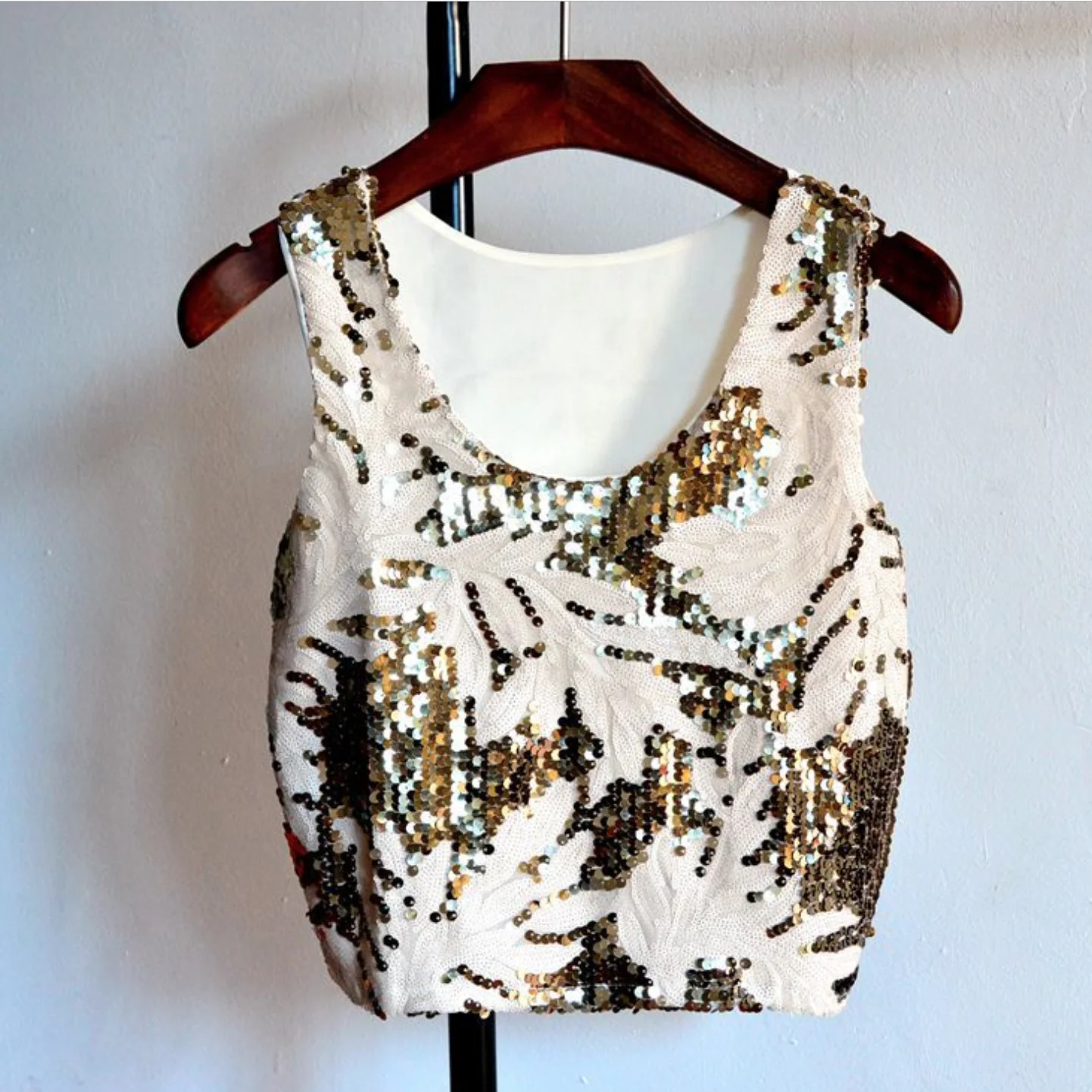 Женский винтажный топ с разноцветными блестками летний сексуальный короткий