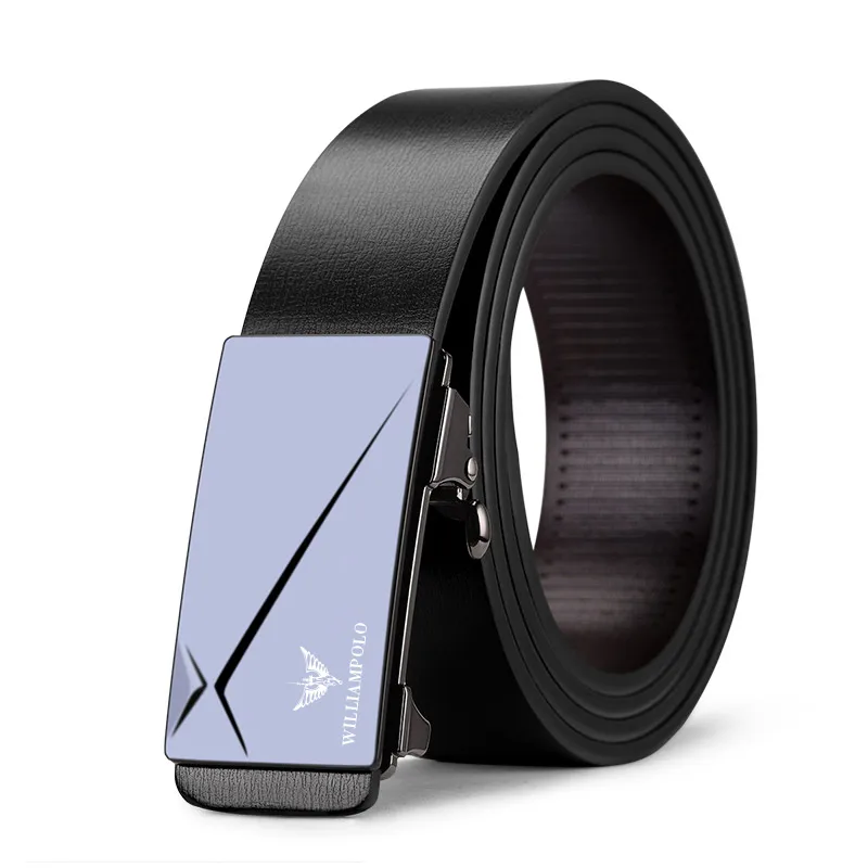 Ремень мужской кожаный с автоматической пряжкой люксовый черный пояс храповым