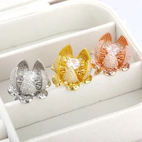 rotatable zircon blooming bud flower rings for women adjustable open ring crystal finger rings wedding jewelry gift anillos