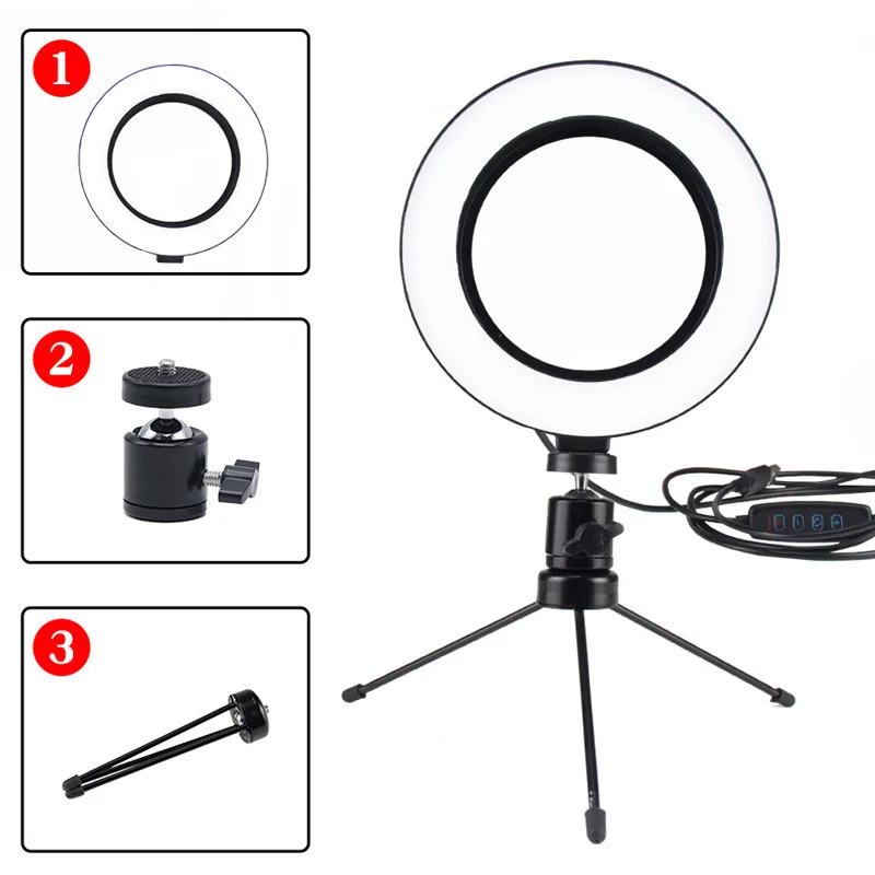 

6-Inch round Frame Fill Light Retouched Self-Portrait Photography Ring Lamp Bracket Led Photography Fill Light Selfie Light