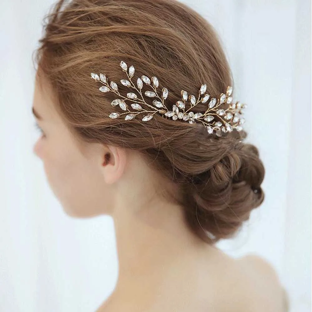 Свадебная расческа для волос Стразы золотого цвета аксессуары с