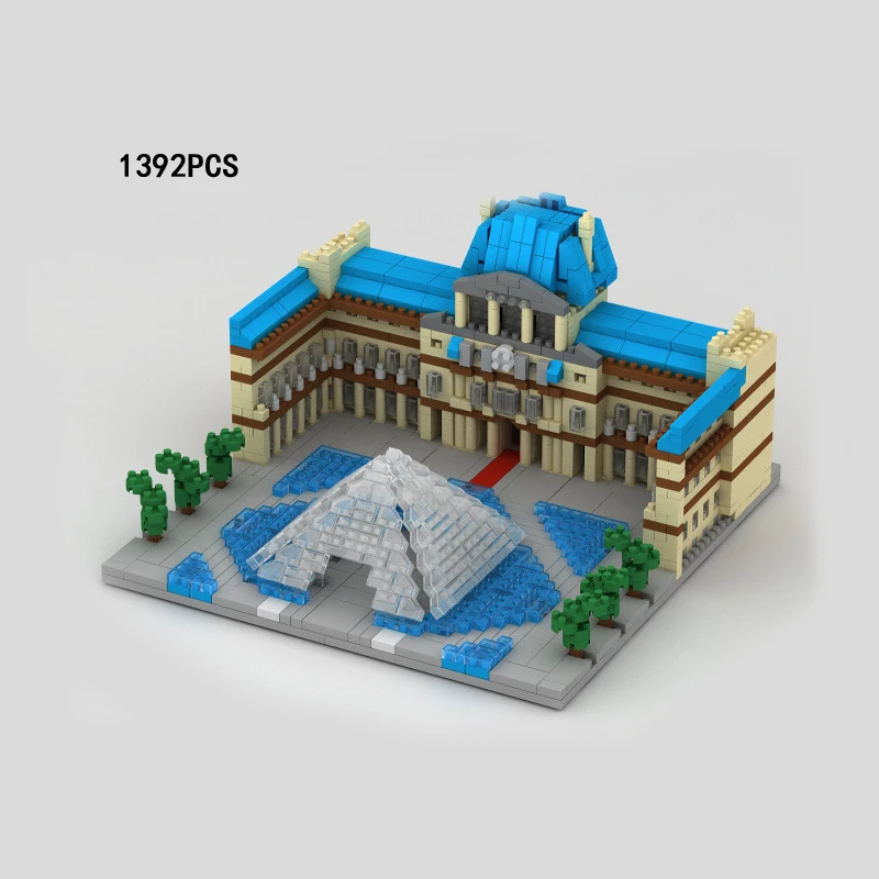

World famous Cultural Architecture Paris Louvre Museum France building bricks model micro diamond block toys nanobricks for gift