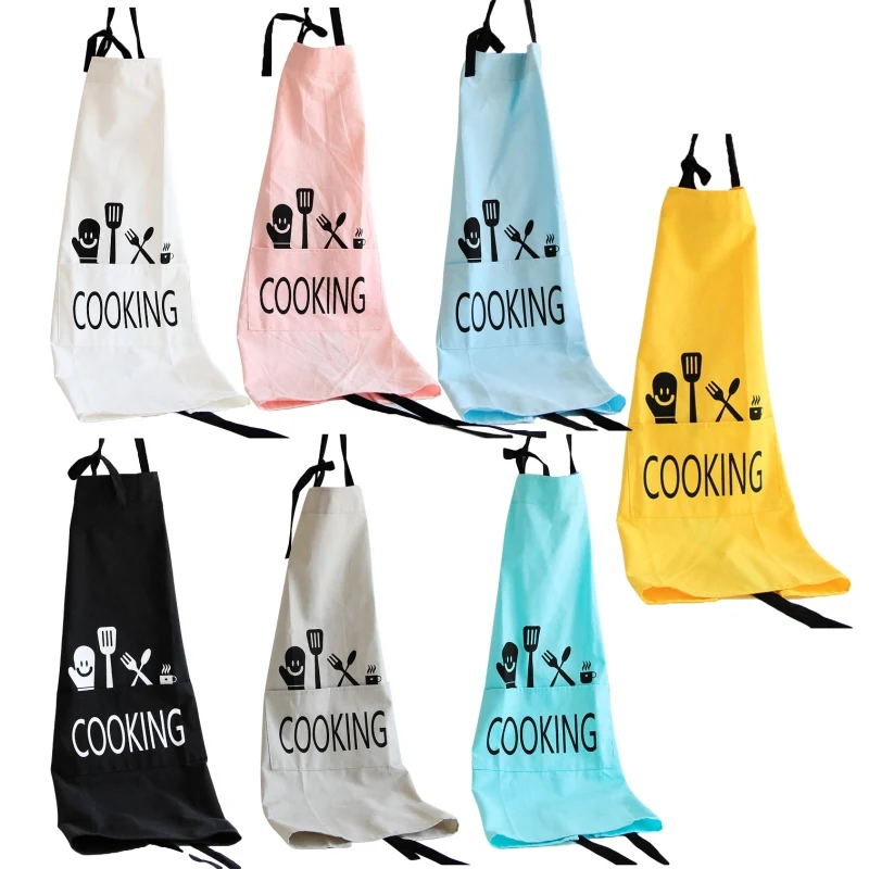 

New Apron For Kitchen Accessory Plain Color Adult Aprons Water Resistant Adjustable Chef Cooking Baking Restaurant Dropship