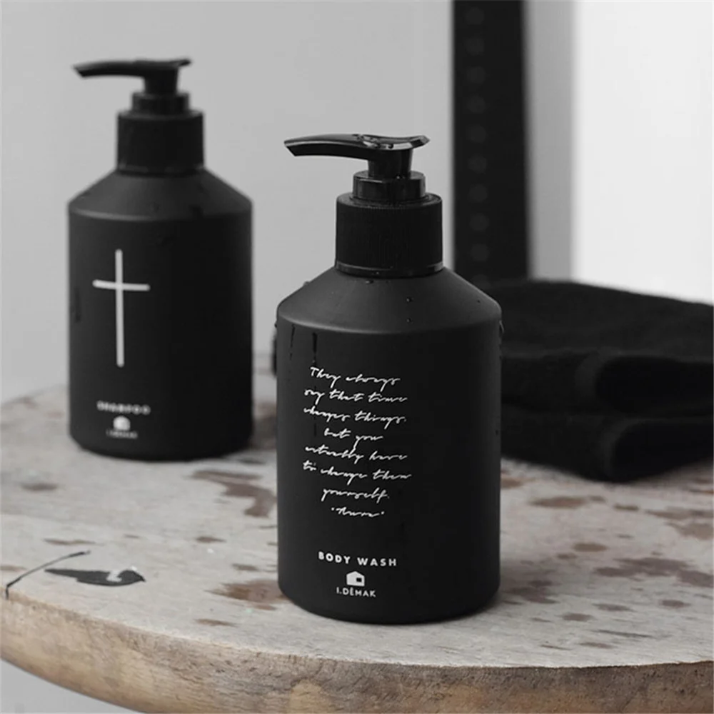 

200ml Soap Dispenser Bathroom Black Glass Liquid Lotion Bottle Shampoo Shower Gel Hand Sanitizer Empty Refill Storage Bottles