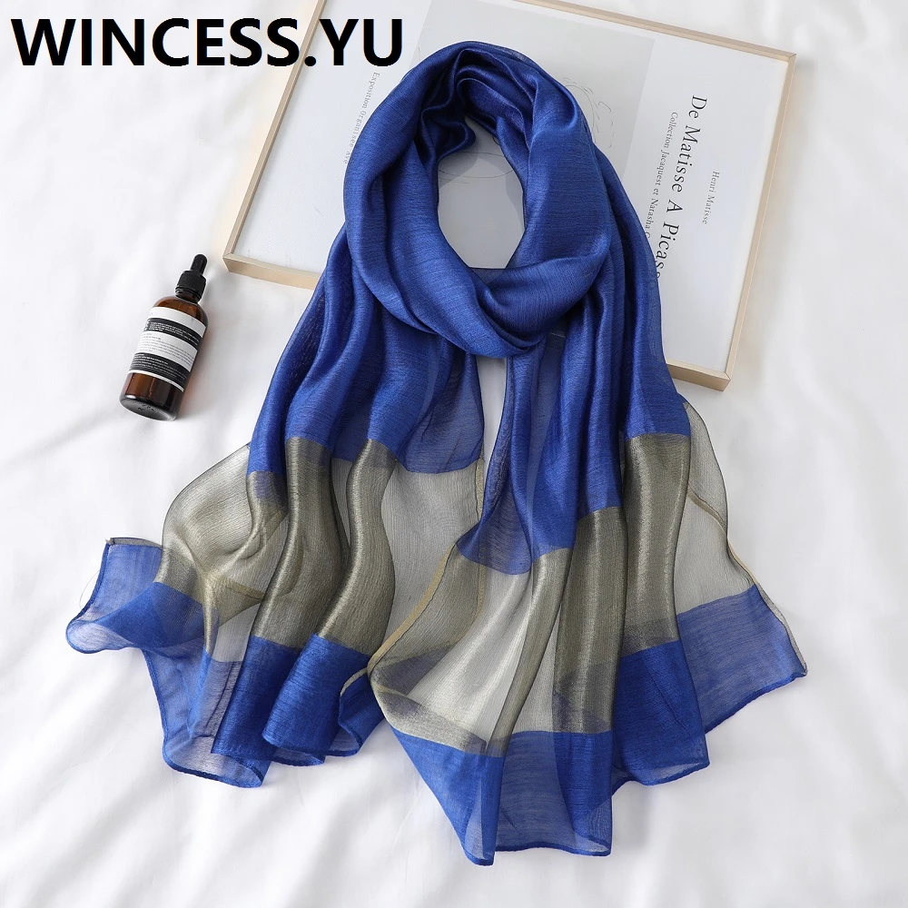 Шарф женский из чистого шелка длинный роскошный модный Шелковый платок