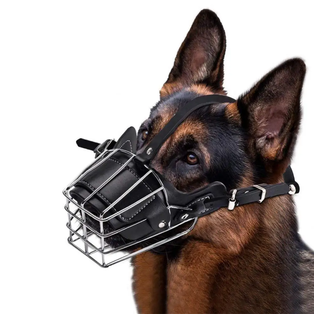 

Pet Dog Mouth Breathable Adjustable Anti-Bite Metal Muzzle Protection Cover