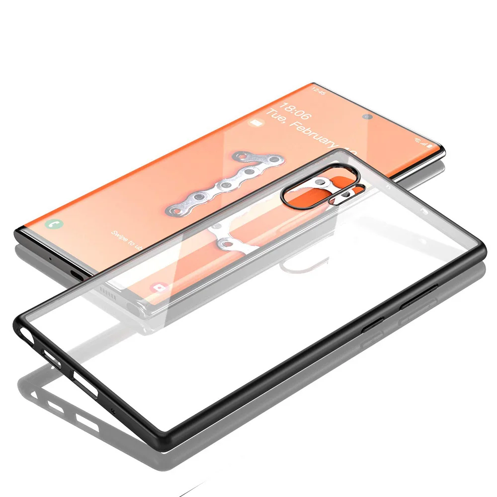 Чехол для samsung Galaxy Note 10 Plus, чехол из ТПУ с покрытием для samsung Note 10, чехол - Цвет: Black
