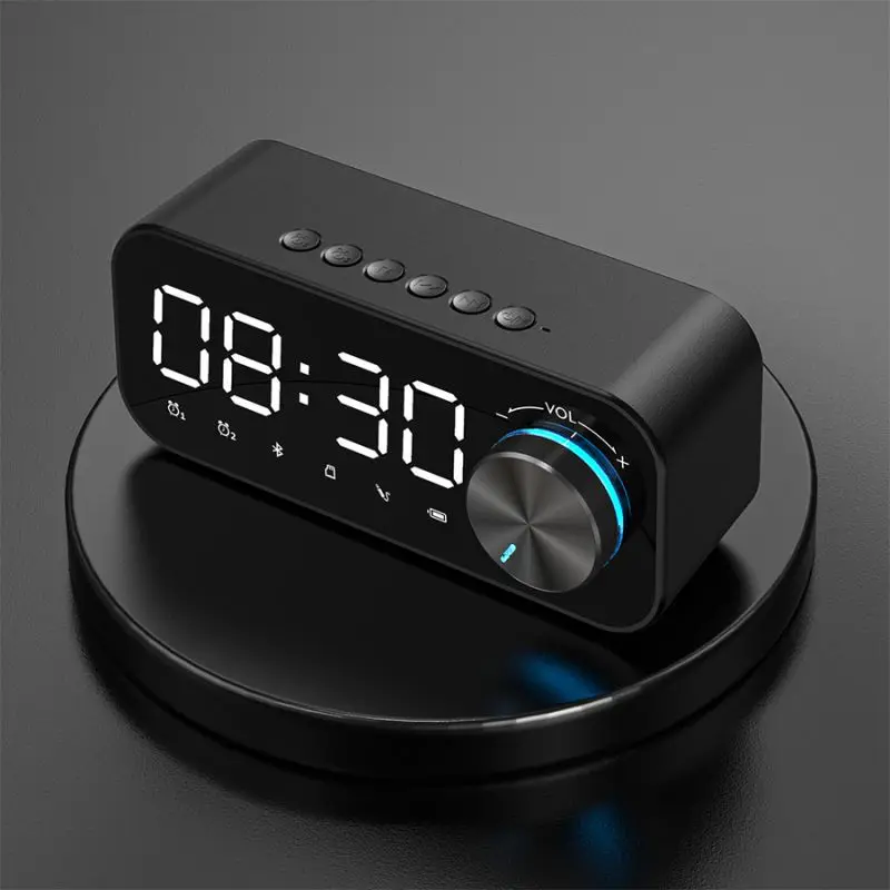 

1pc Bluetooth-compatible Alarm Clock LED Mirror Digital Alarm Clock Wireless Woofer Speaker MP3 Alarm Digital Clock Home Decor
