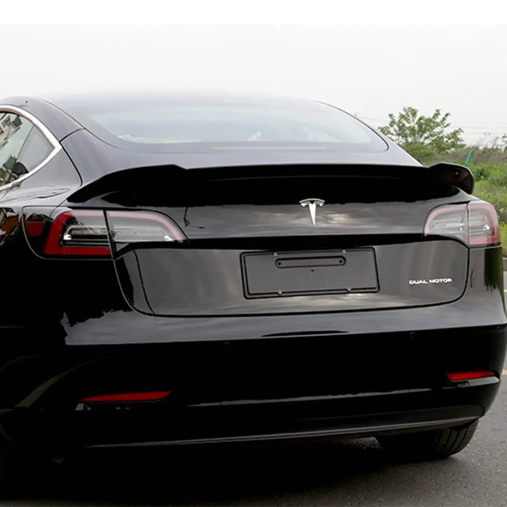 Автомобильный Стайлинг углеродное волокно ABS пластик Tesla модель 3 задний спойлер