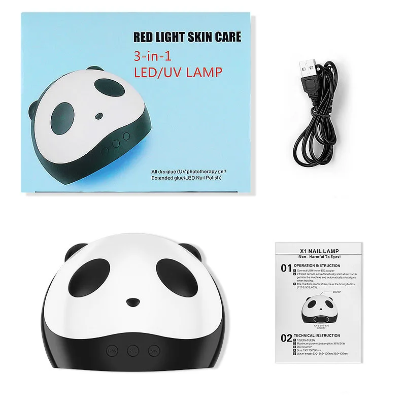 

Cute Panda 36w UV LED Lamp Nail dryer For All Gels Mini USB 12 Pcs Led Lamp Dryer Lamp Polish Sun Nail Dryer