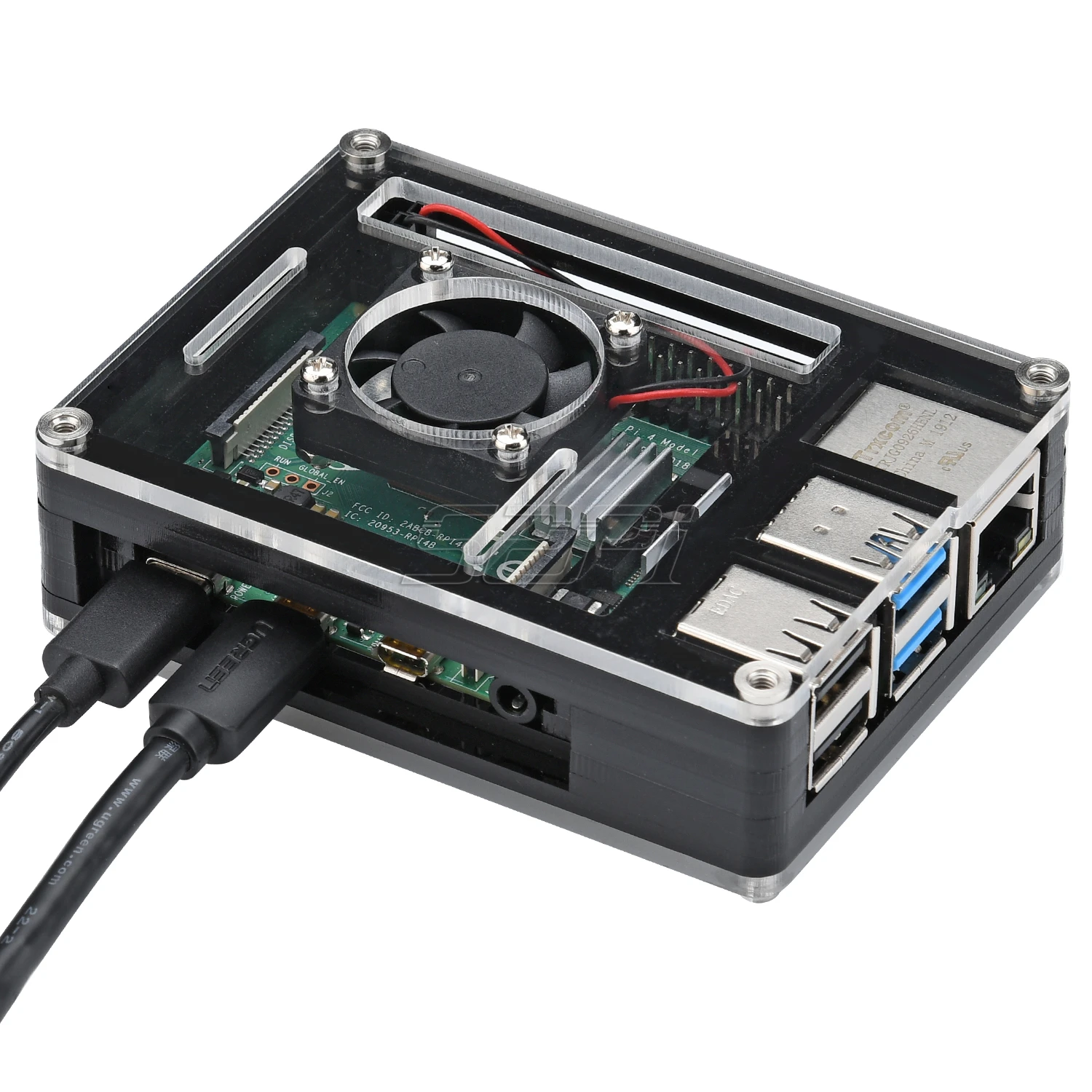 52Pi для Raspberry Pi 4 Чехол черный акриловый бокс чехол с охлаждающим вентилятором Rasberry