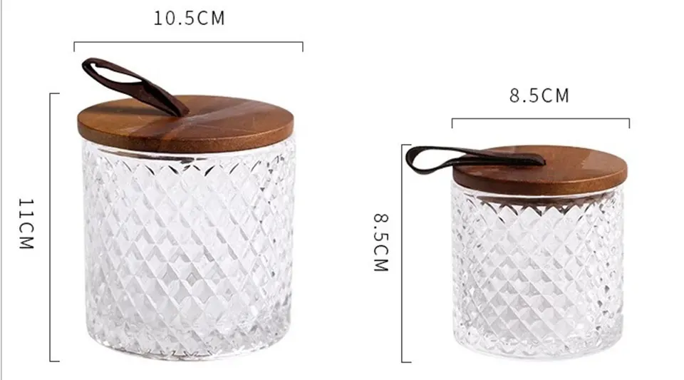 Стеклянные банки в форме ромба крышка из дерева акации алмазная стеклянная