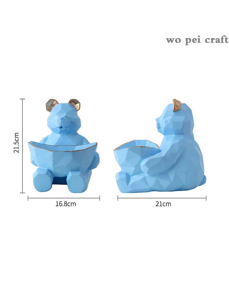

Geometric Decorative Bear Storage Ornaments Snack Nuts Plate Candy Jar Fruit Bowl Dinner Table Desktop Decor Home Decoration