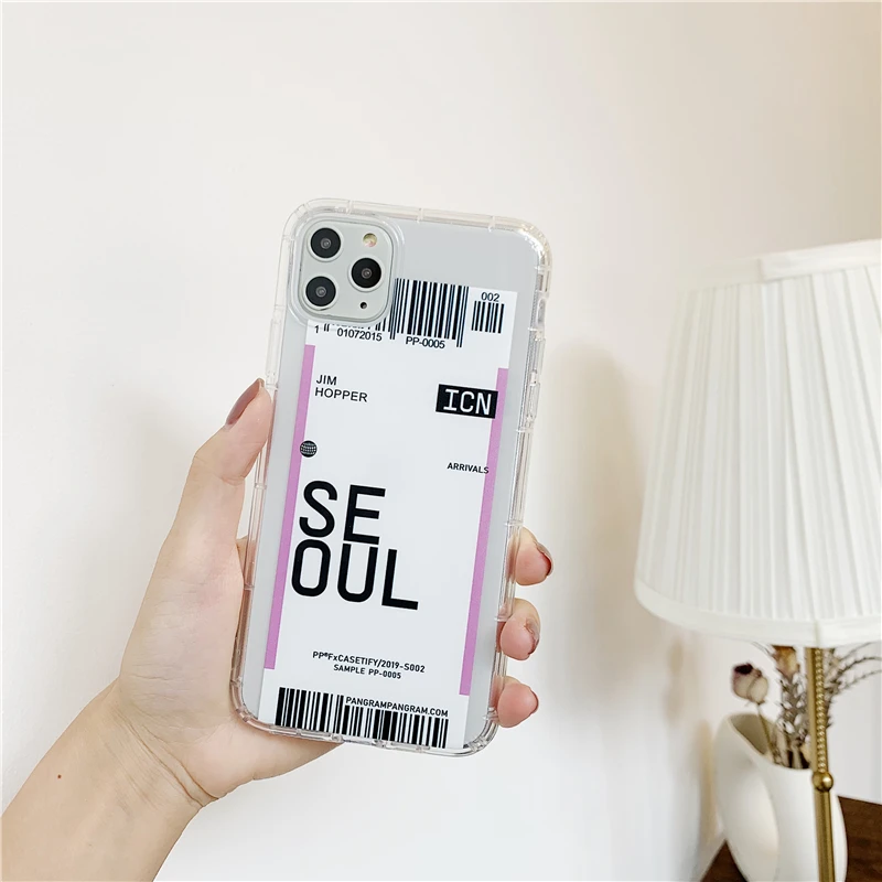 5 Ins US City Label штрих-код чехол для телефона для iPhone 11 Pro Xs MAX XR X 6 s 7 8 plus простая буква Нью-Йорк прозрачный мягкий кремний чехол - Цвет: 5