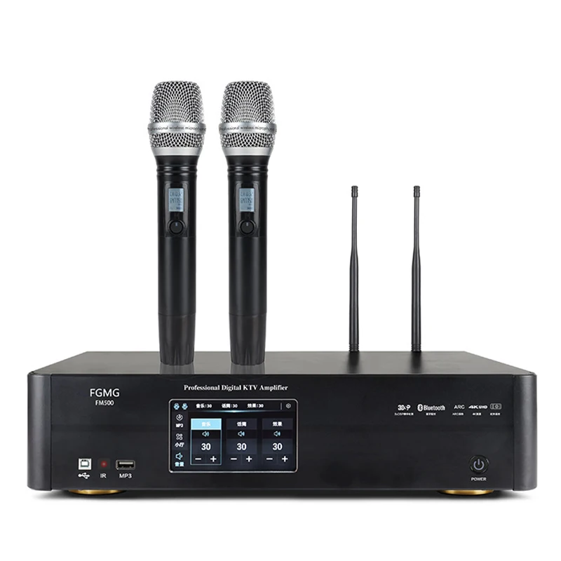 

FM500 wireless microphone DSP effector Kara OK stage amplifier home theater KTV conference three-in-one card package amplifier