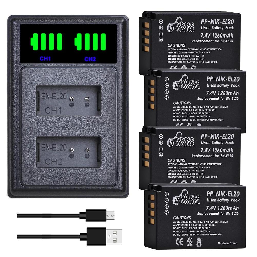 

EN-EL20a EN-EL20 Battery/Charger for Nikon Coolpix P1000 P950 1 J1 J2 J3 DL24-500 Blackmagic Pocket Cinema Camera