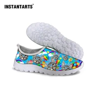 instantarts women flats fashion womens cute loafers animal cat printing ladies summer loafers comfortable beach water shoes