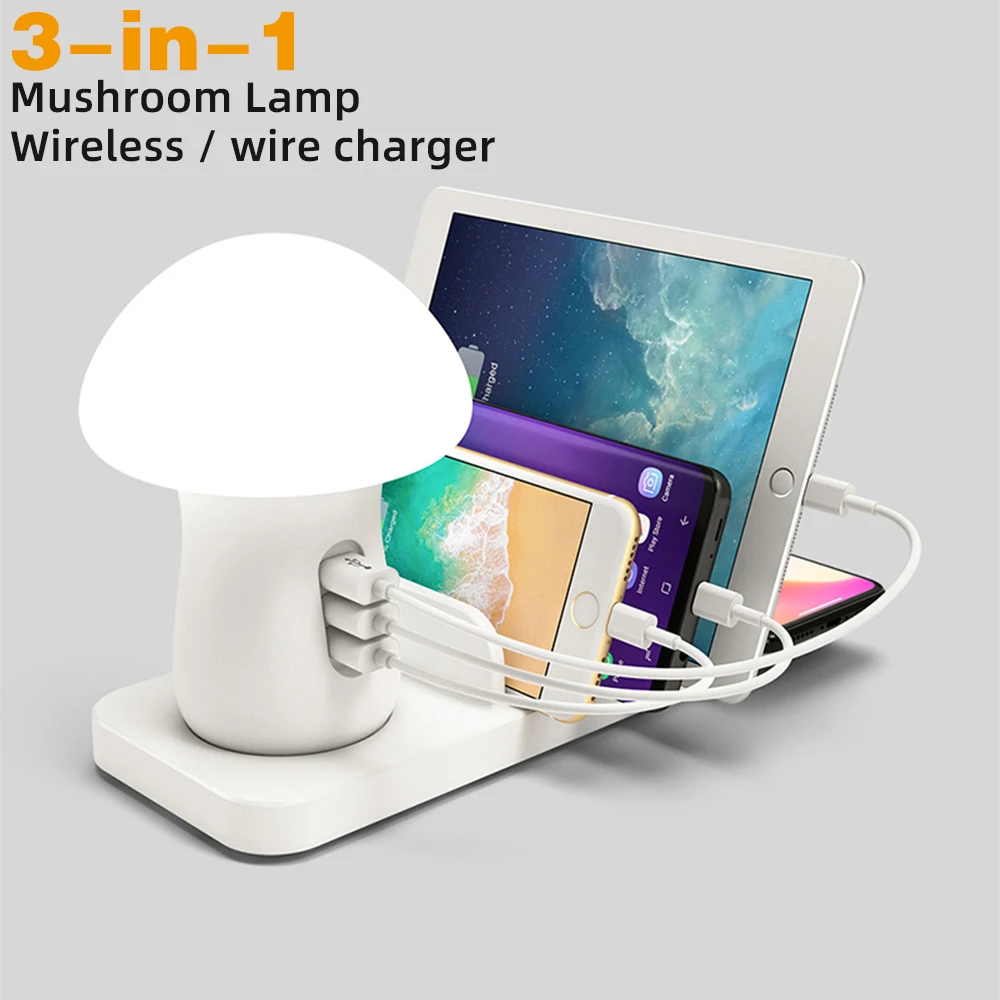 Быстрая зарядка 3 0 несколько USB зарядное устройство для телефона гриб Ночная