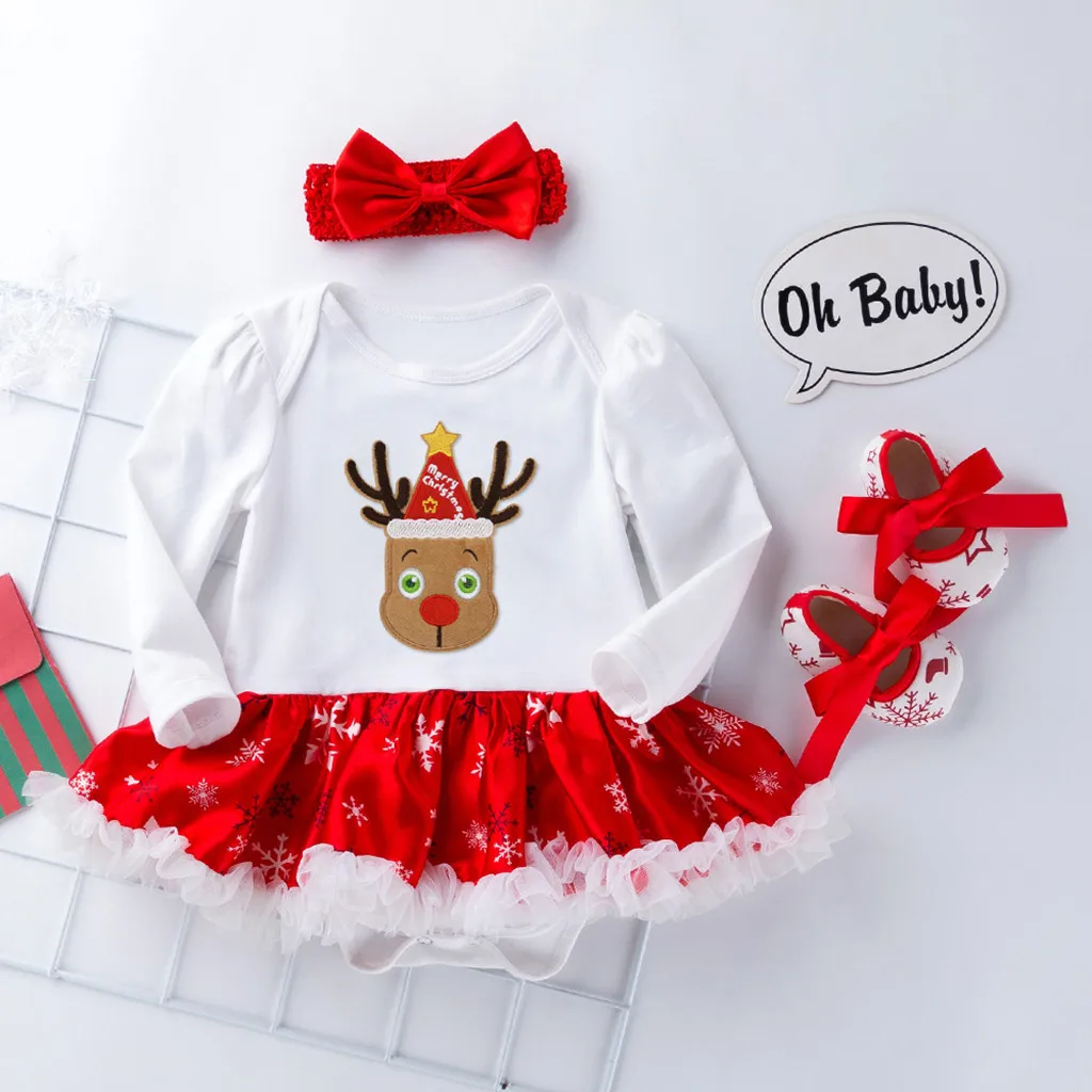 Одежда для маленьких девочек мой первый Рождественский костюм новорожденных