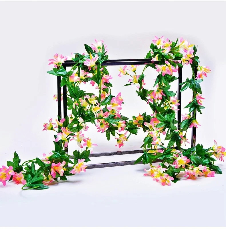 

2.2m Artificial Flower,Lily Flower Vine Strips, Garden FenceDIY Wedding Ceiling Decoration,air-conditioning PipelineWinding Vine