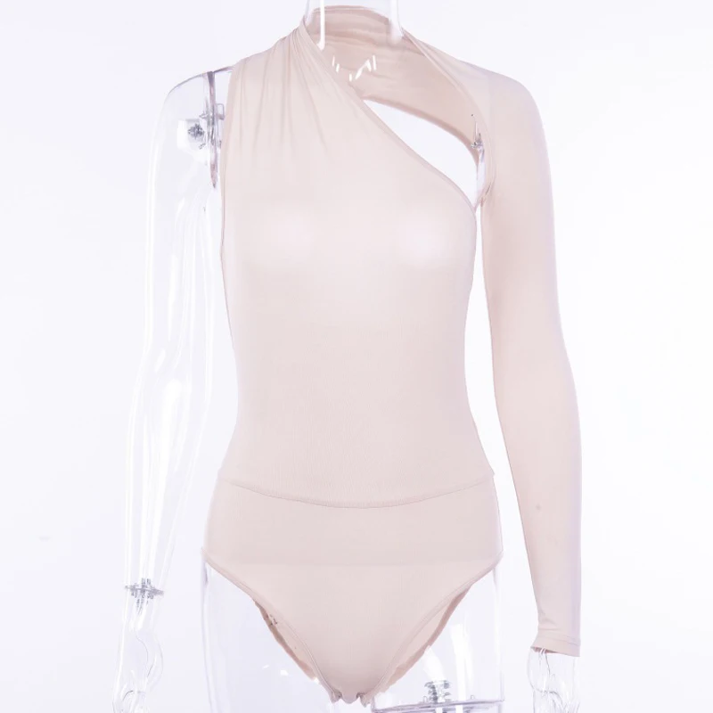 Осень 2020 Женское боди на одно плечо облегающее с асимметричным вырезом и