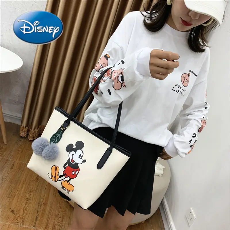 

New Disney Bag Mickey Cartoon Print Woman Shoulder Bag Messenger Bag Handbag Tote Bag Shopping Bag Female Bag Trend In 2021