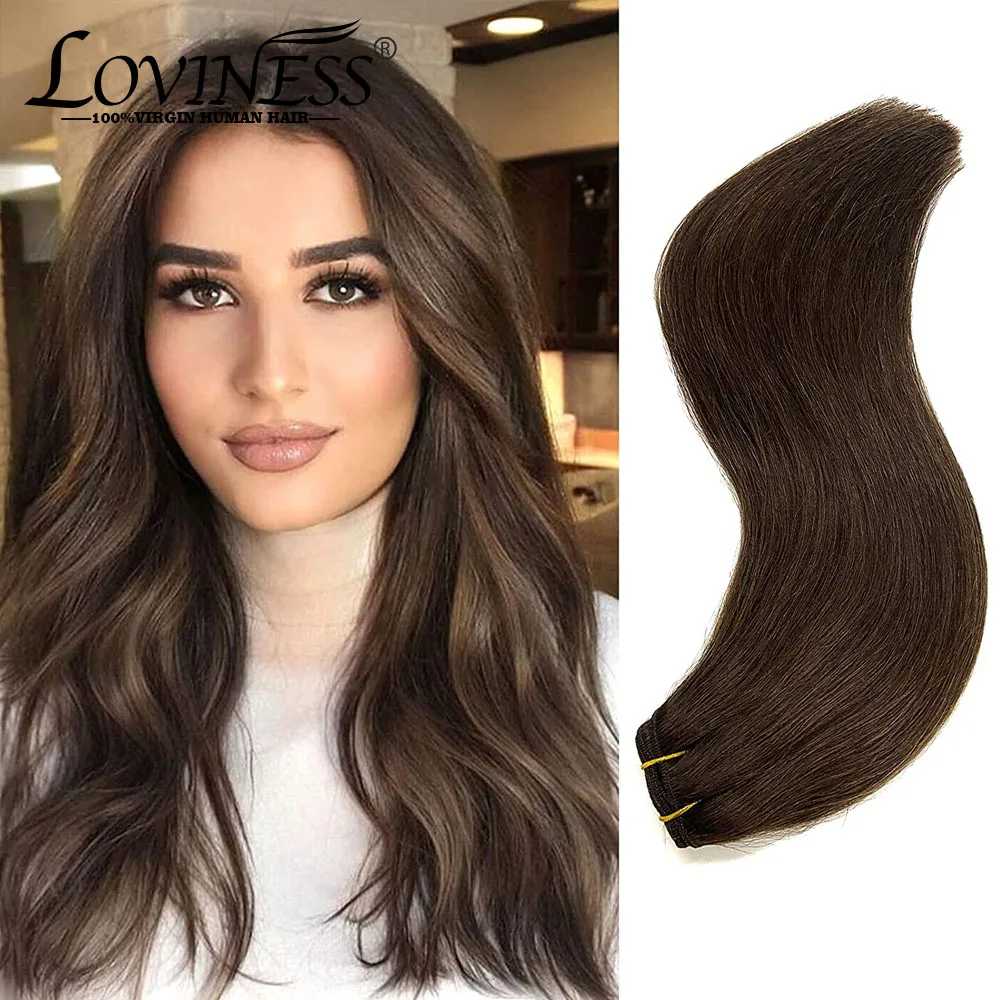

9A Colored Straight Sew in Hair Weft Extension Dark Brown Hand Tied Double Weft 100% Real Hair Bundle Weave Extension For Women