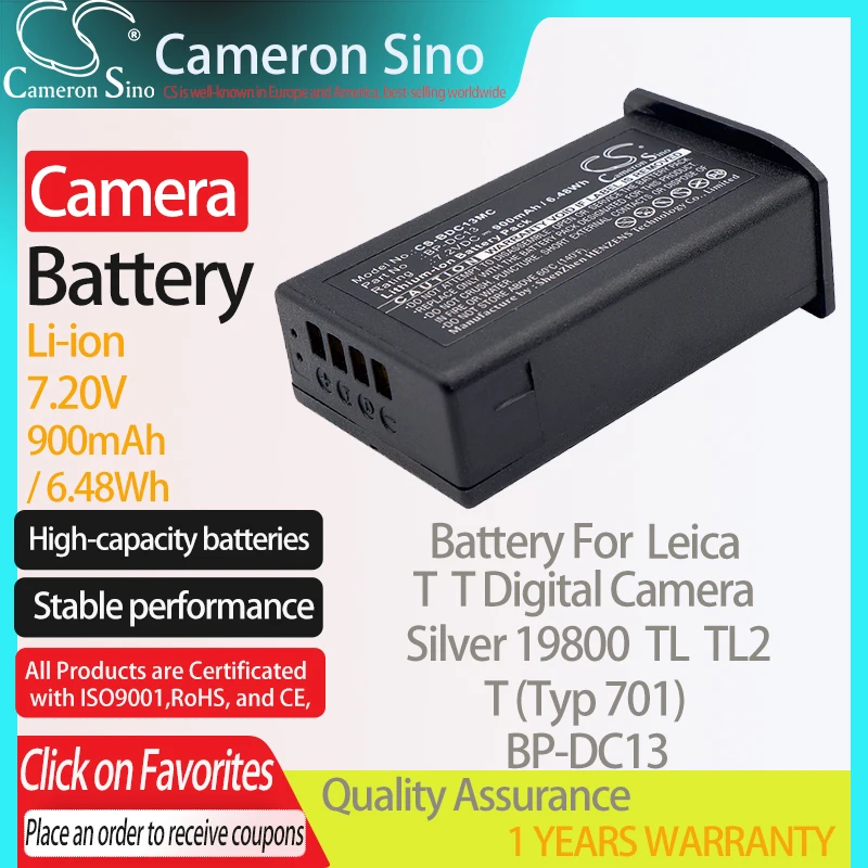 

CameronSino Батарея для Leica T цифровой Камера серебро 19800 T (Typ 701) TL TL2 подходит Leica BP-DC13 Камера Батарея 900 мА/ч, 7,20 V