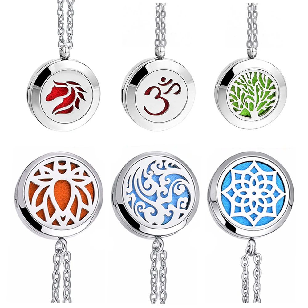 

1pc 100% Real Stainless Steel Locket Necklace Dream Catcher Sunflower Pendant Aromatherapy Essential Oil Diffuser Necklace