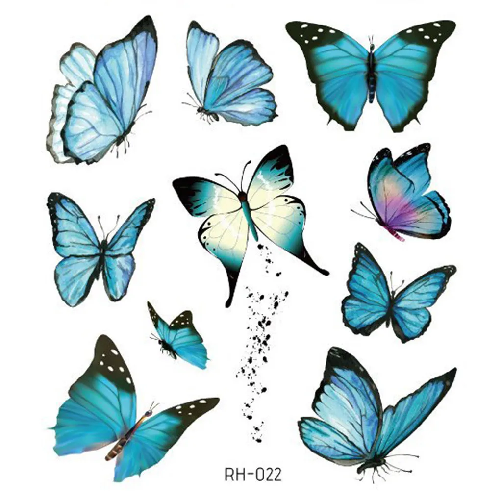 Водостойкая Временная тату наклейка 3D бабочка цветная вспышка модная Татуировка