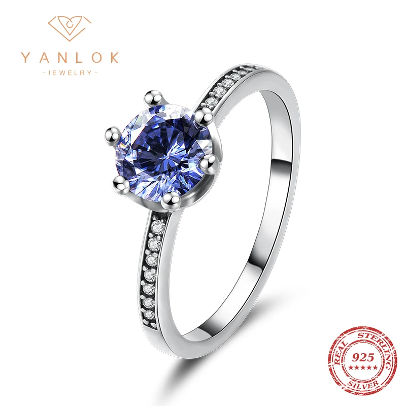 Женское кольцо из серебра 925 пробы с фианитом и танзанитом | Украшения аксессуары