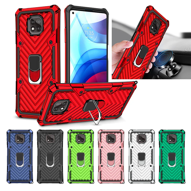 

Magnetic Metal Ring Stand Armor Shockproof Case For Motorola Moto G Power Play 2021 Soft TPU Hard PC Shell Protective Back Cover