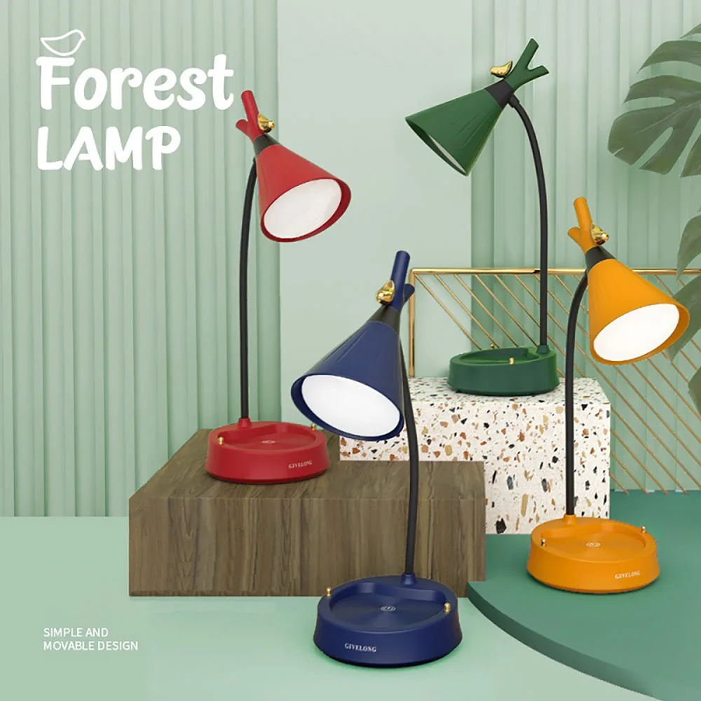 

Candy Color Reading Desk Lamp For Bedroom Flower Bird Forest Style Table Lamp Stepless Dimming Children Study Desk Light