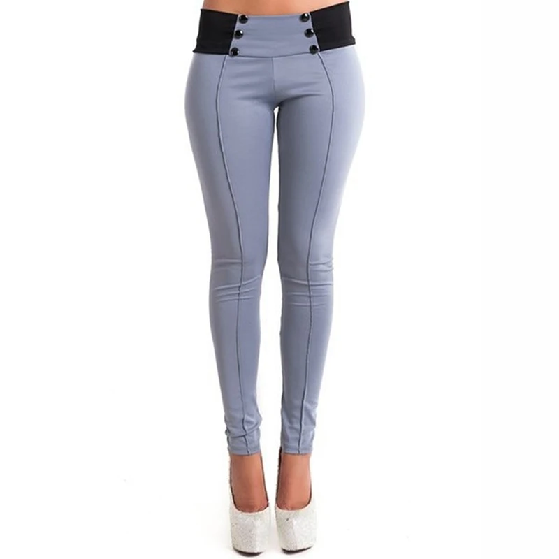 

Sportswear Full Length Yoga Pants Women Pencil Pants Female Long Trousers Stretch Mid Waist Straight Yoga Pants With Buttons