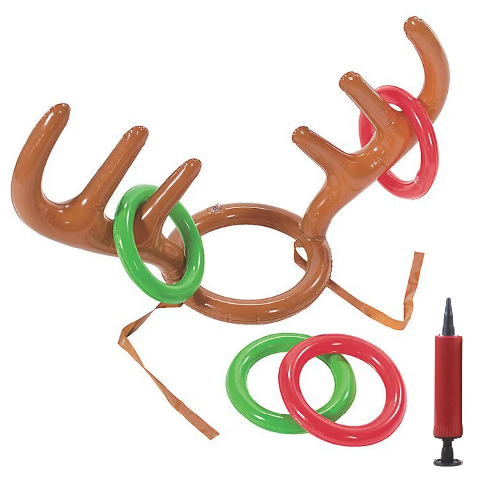 Топы Kwaliteit Opblaasbare Rendier Kerstcadeaus Hoed Gewei кольцеброс Праздничная Вечеринка игра Speelgoed Geschenken juguete A2