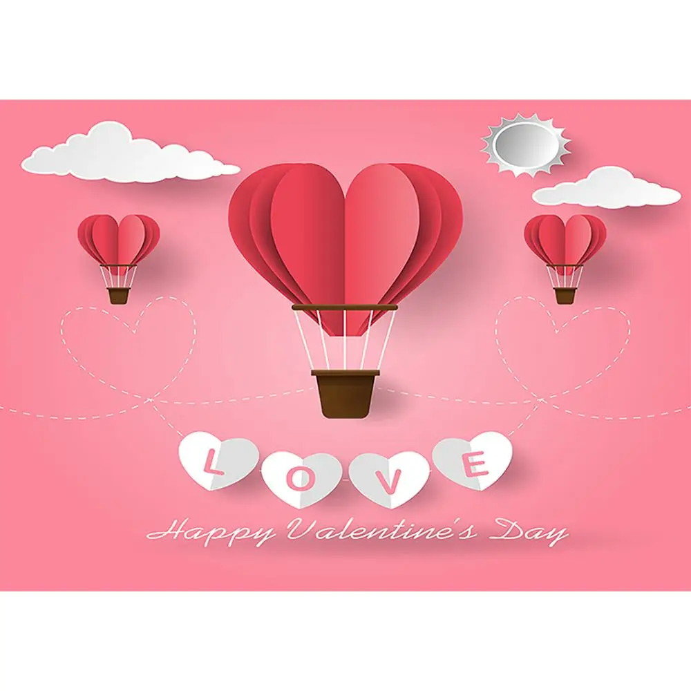 Розовый фон для фотосъемки с изображением сердец и облаков компьютерной печатью