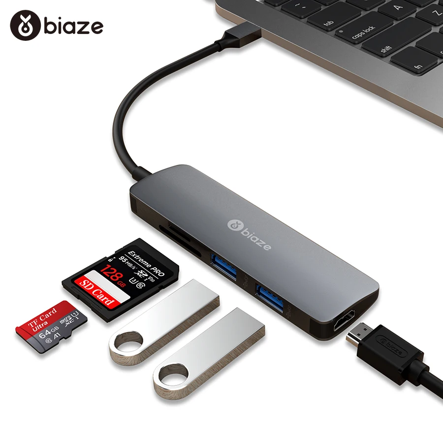 Biaze USB C концентратор типа для мульти 3 0 HDMI адаптер с SD/TF кардридер MacBook Pro сплиттер