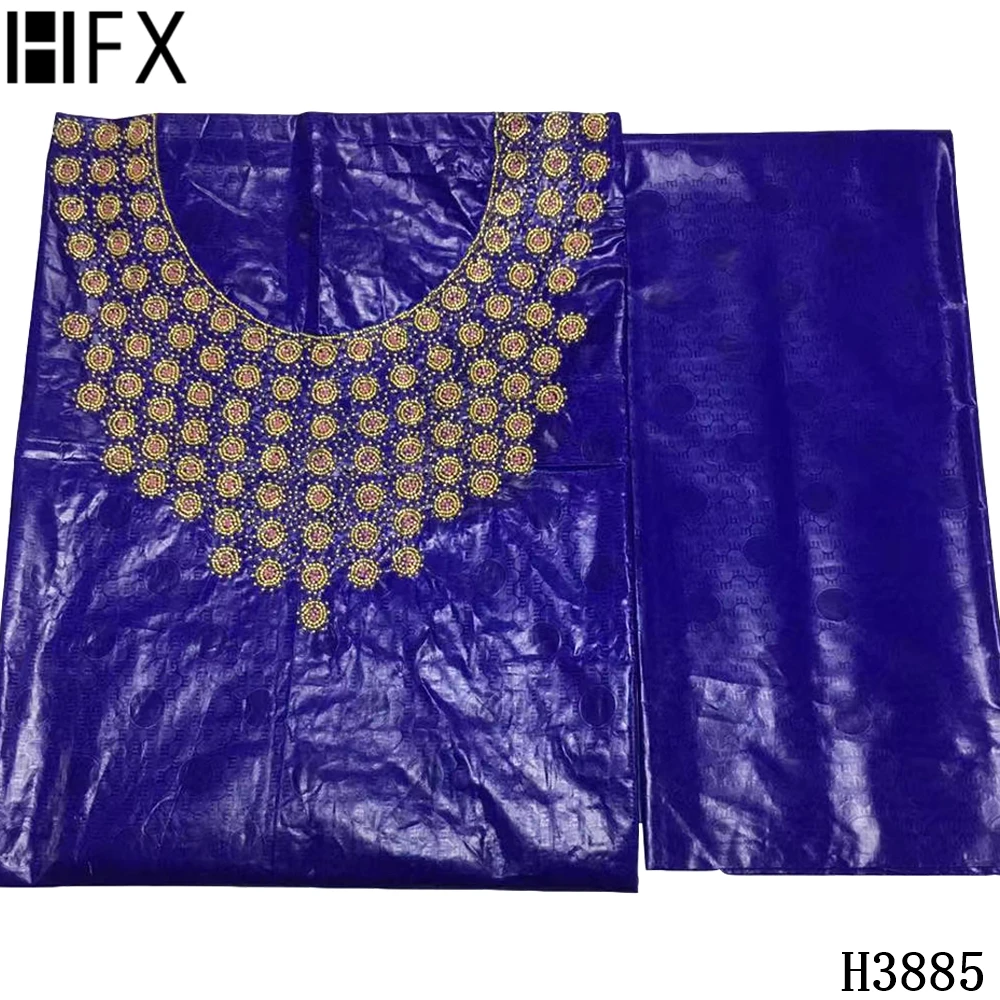 

HFX High Quality 2020 African Lace Bazin Riche Fabric 3+2 yards Embroidered Bazin Brode Newest With Beads Bazin Riche Fabric