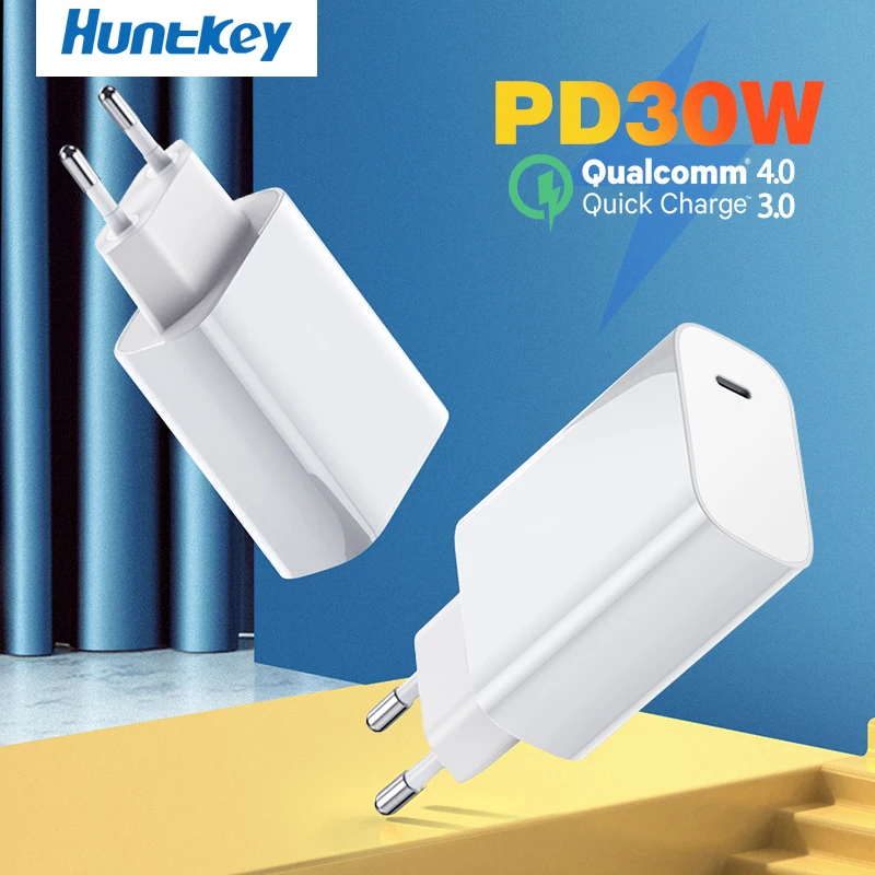 

Huntkey EU PD зарядное устройство 30 Вт USB Type C быстрое зарядное устройство для iPhone 12 11 XR Xs Macbook Quick Charge 4,0 3,0 QC PD для Samsung HUAWEI