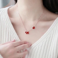 yun ruo fashion zircon heart dog pendant necklace rose gold color titanium steel jewelry woman birthday gift not change color