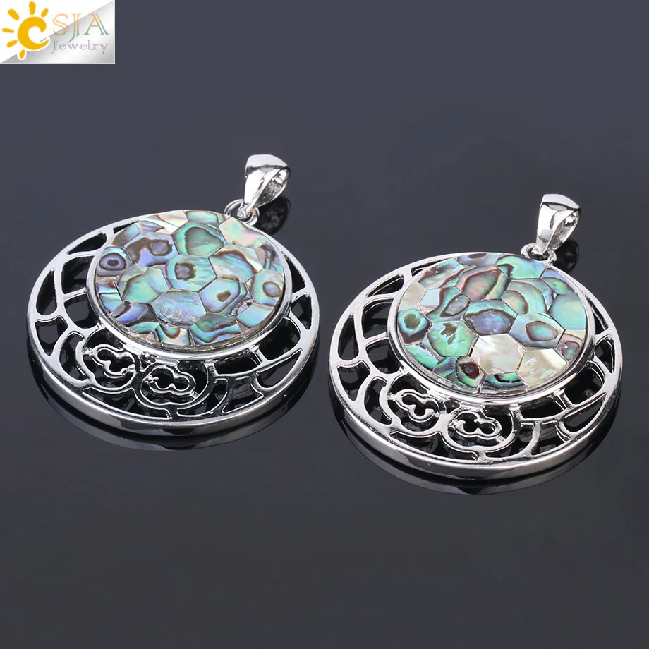 Ожерелье CSJA Paua с подвесками из натуральной морской ракушки ожерелье