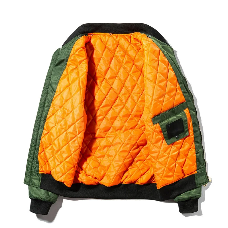 Модная однотонная зимняя куртка бомбер Мужская Толстая теплая с хлопковой