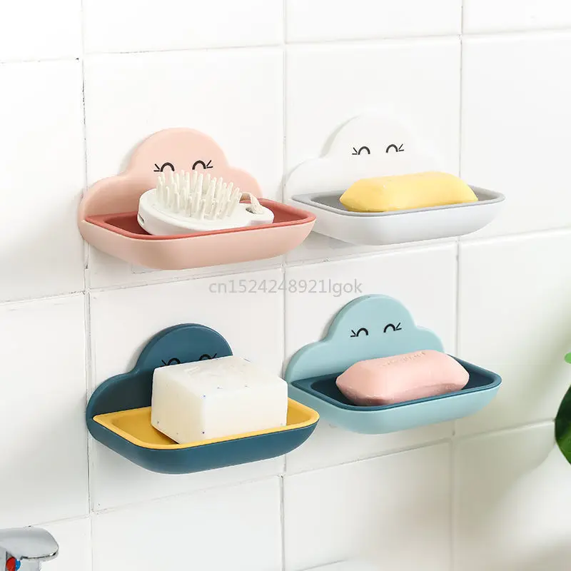 

Soap box creative cloud drain soap rack free punch suction cup personality cute household bathroom artifact