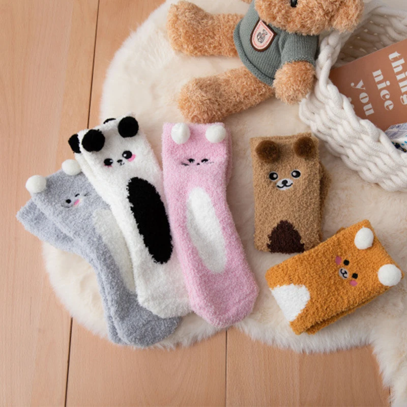 5 стилей толстые эластичные носки для пола с мультяшным принтом животных милые