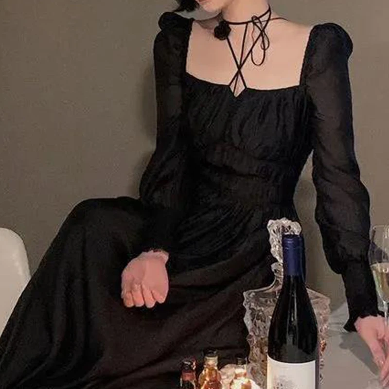 Женское вечернее платье миди с длинным рукавом элегантное винтажное облегающее