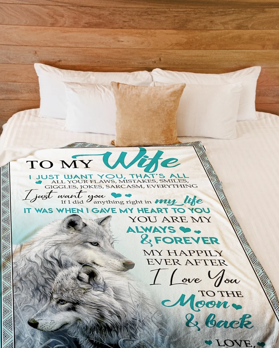 Жене я люблю тебя к Луне и ношу волка | Удобное высококачественное флисовое