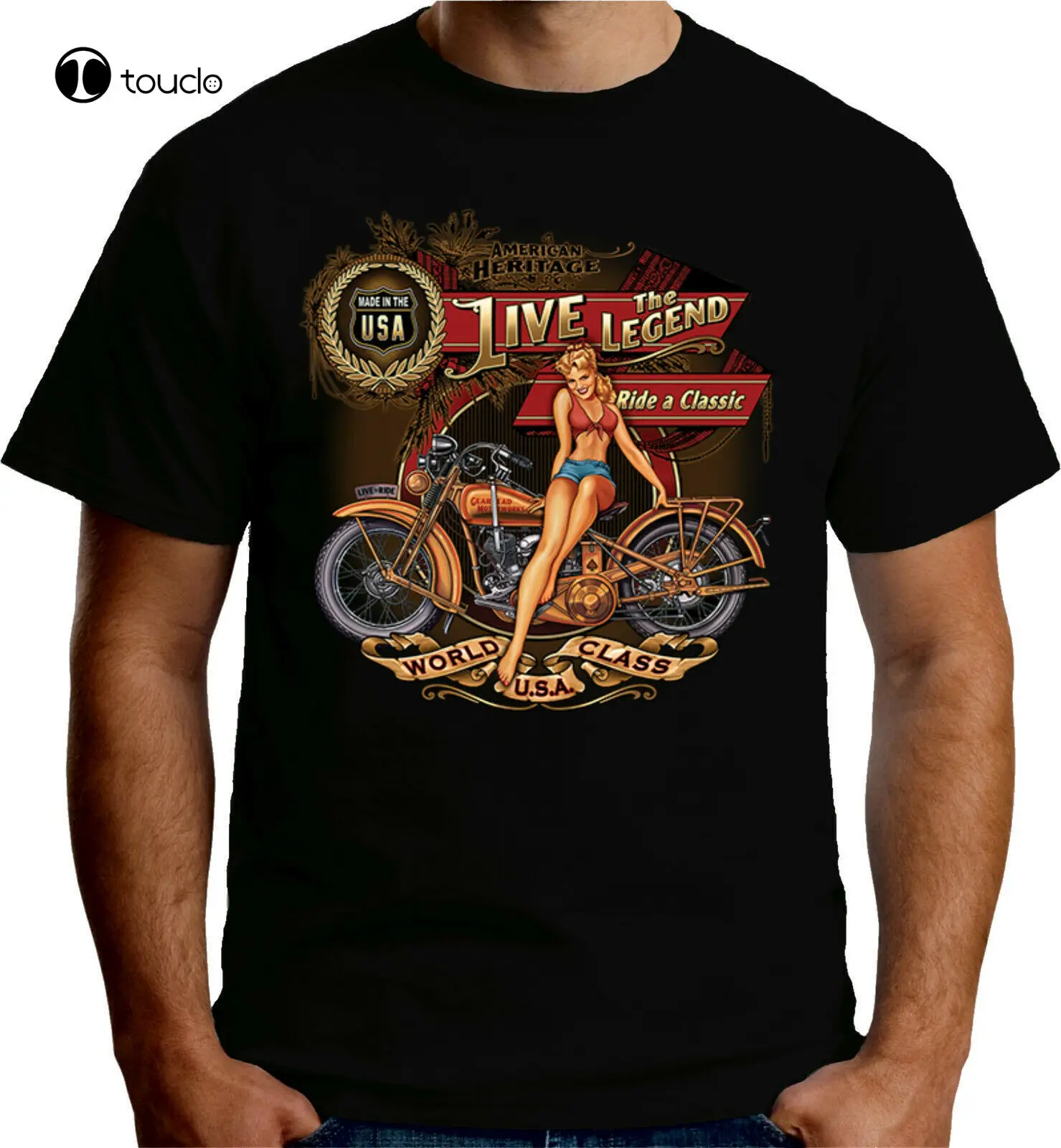 Классическая винтажная Байкерская Мужская футболка Legend Pin Up в стиле США с