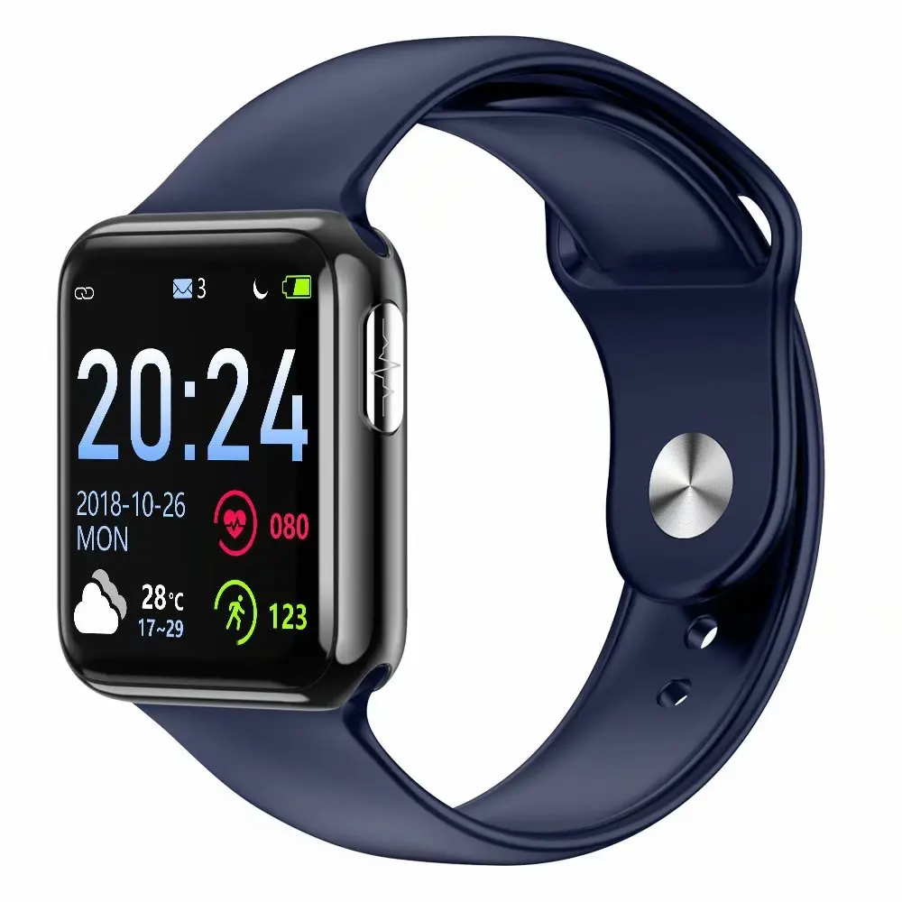 Black Blue Rubber ECG PPG SPO2 Smart Watch with Electrocardiograph ECG Display Heart Rate Blood Pressure Monitor Waterproof Smartwatch Men Women - Цвет: Black Blue Rubber