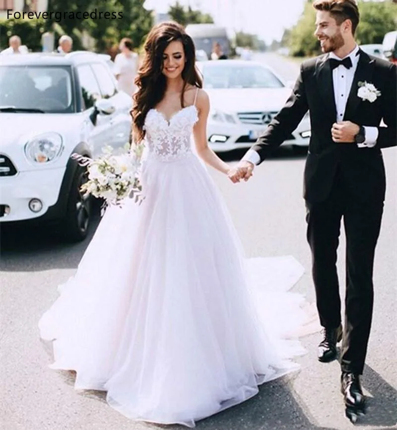 

Высокое качество Спагетти ремень свадебные платья трапециевидной формы кружевные платья без рукавов; Официальные свадебные платья обувь, ...