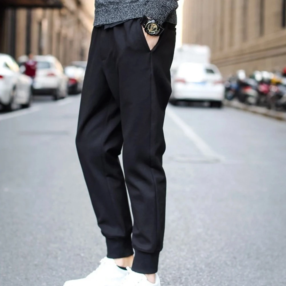 Мужские повседневные длинные брюки-карандаш с завязками на талии и карманами для